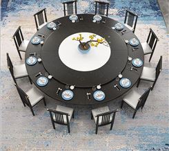 圆形岩板餐桌现代家用艺匠凰定制大理石电动饭桌餐桌椅组合